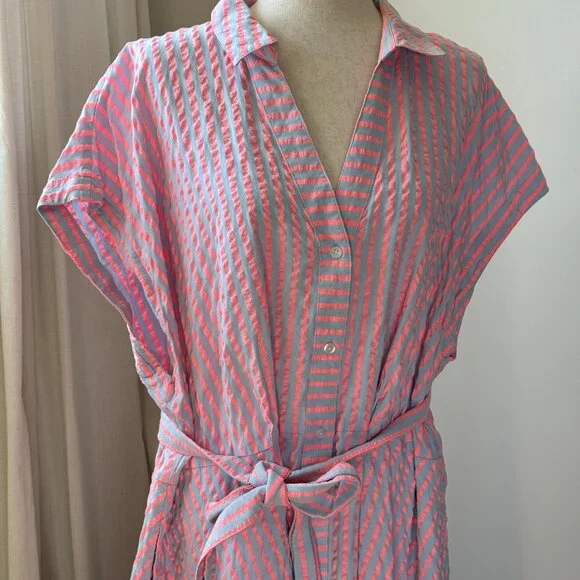 Draper James Trisha Handkerchief Dress Fit-and-flare A-line Size 3X Blue Pink - Picture 4 of 9